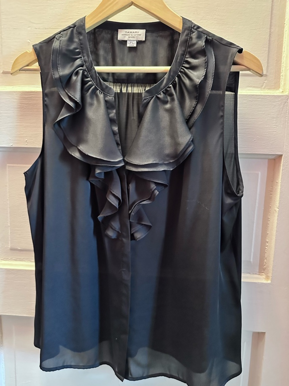 Tahari Black Ruffled Sleeveless Camisole